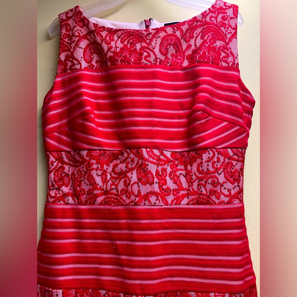 Red and beige elegant long prom dress